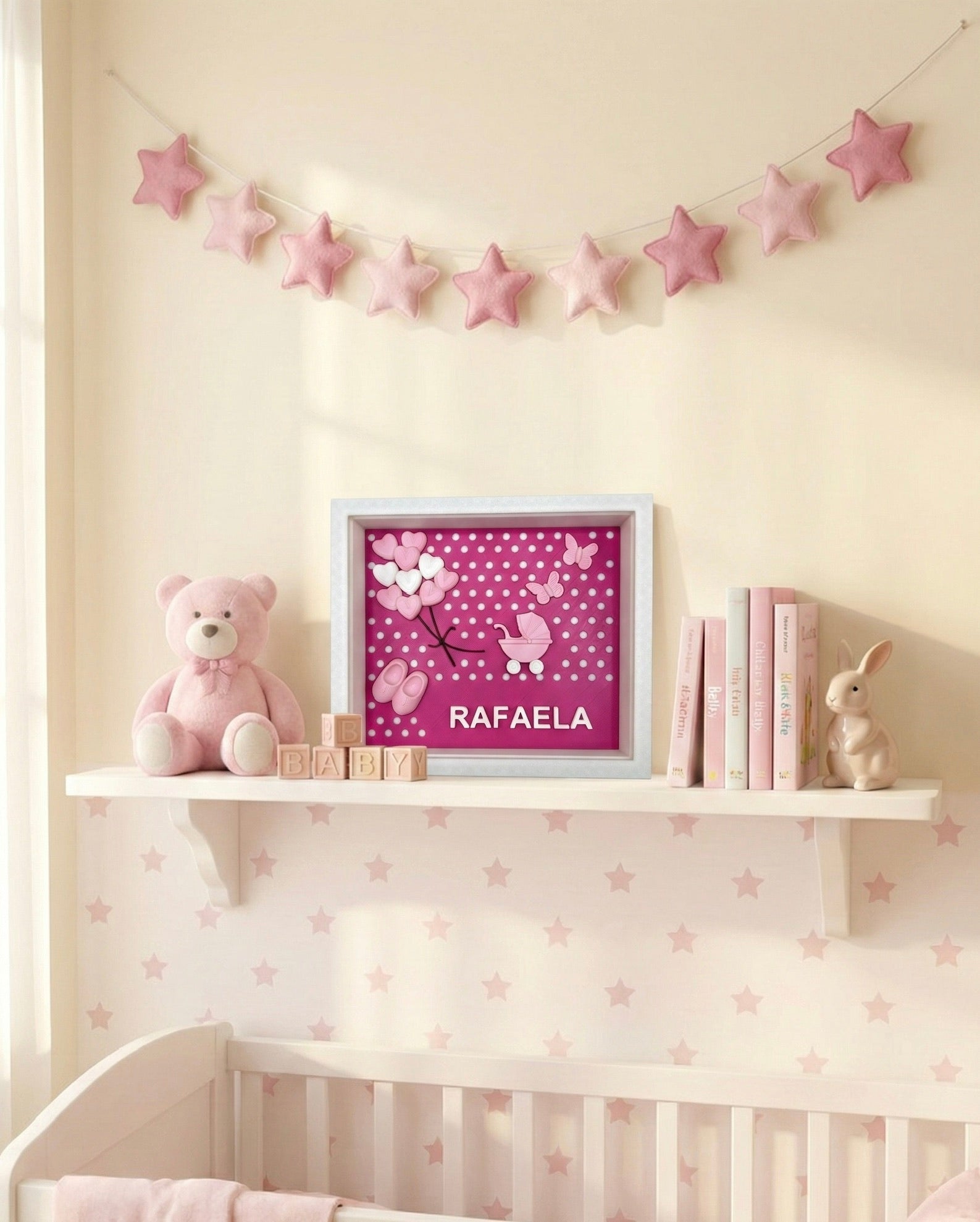 Custom Baby Name Frame - Personalized 3D Printed Nursery/Bedroom Decor | Newborn Gift | Baby Shower Present | NZ Made