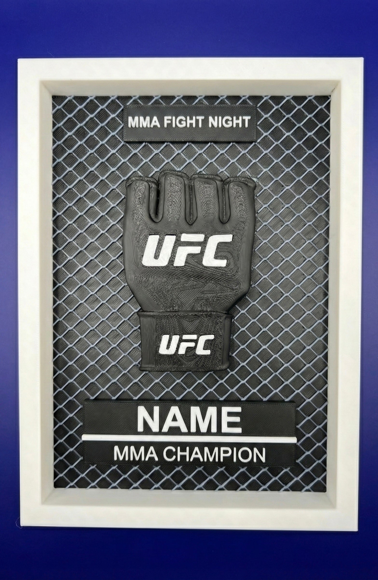 Custom MMA Frame - Personalized 3D Printed Fight Fan Display | MMA Gift | Gym Room Decor | NZ Made