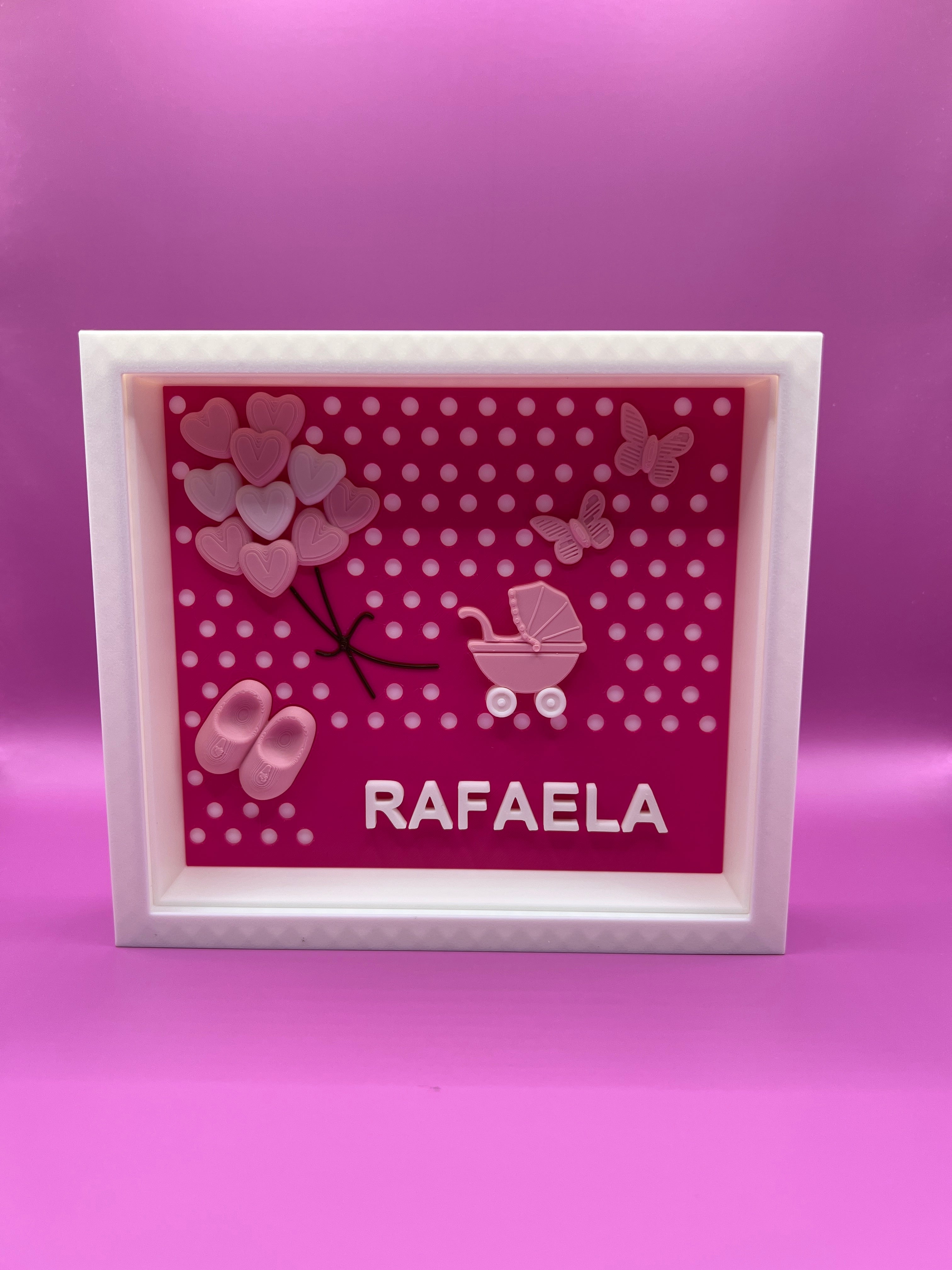 Custom Baby Name Frame - Personalized 3D Printed Nursery/Bedroom Decor | Newborn Gift | Baby Shower Present | NZ Made